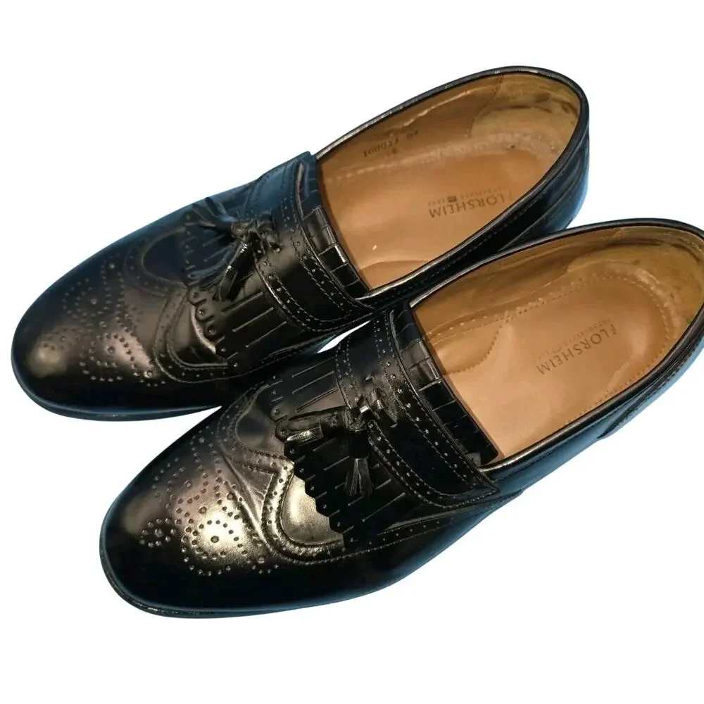 Florsheim Brinson Kiltie Tassel Loafers Men's 10.5 D Wingtip Black Leather
